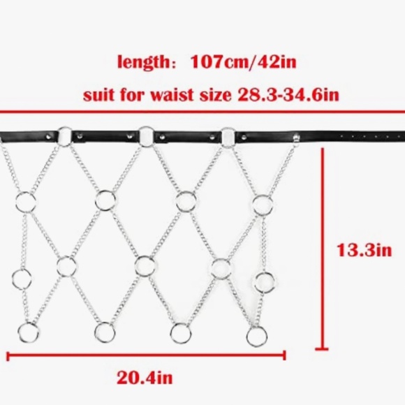 Women Punk Waist Belt Metal Chain PU Leather Belly Hip Skirt Wrap Rocker Waistba